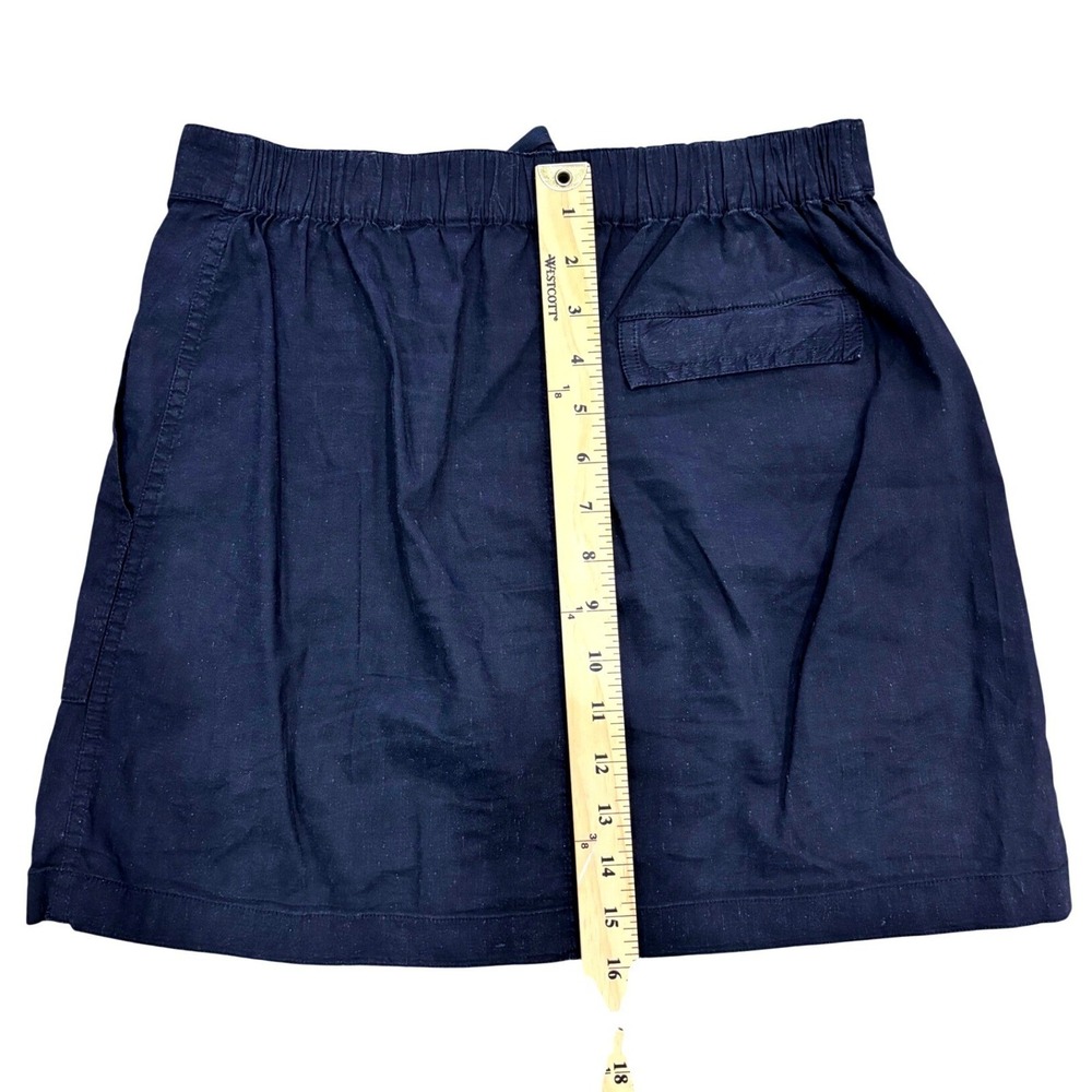Theory Womens Navy Blue Elastic Back Pull On Mini Skirt with Pockets Size S